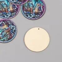 Декор для творчества дерево "Две совы в ночном лесу" 4,6х4,6х0,3 см