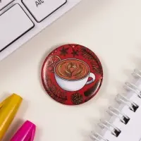 Значок закатной d=35 мм "Кофе" 6,5х6,5 см