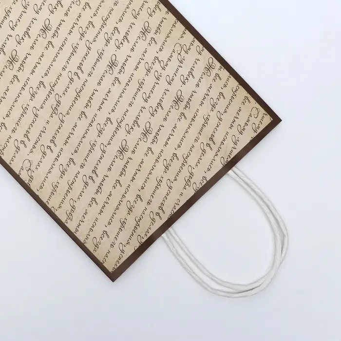 Пакет подарочный крафтовый &laquo;Рукопись&raquo; 18&times;8&times;25 см, 120 г/м&sup2;