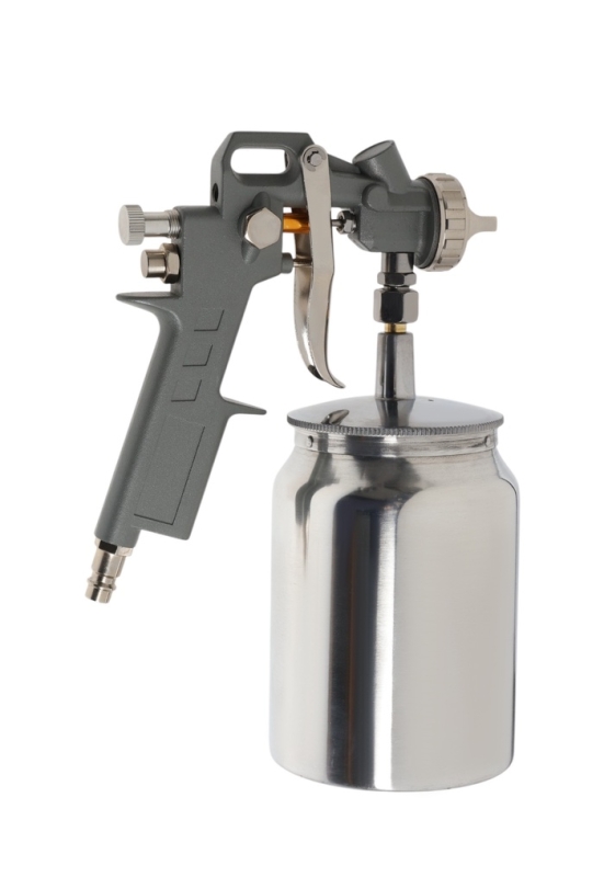 Краскораспылитель пневматический ТУНДРА, до 4 бар, сопло 1.5 мм, нижний бачок 1 л