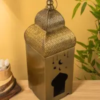 Подсвечник фонарь "Золотой полумесяц" железо 15х15х50,5 см