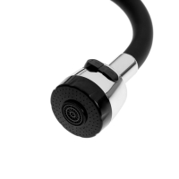 Смеситель для кухни ZEIN ZC2028, гибкий силикон излив, кран-букса латунь 1/2", черный/хром Смеситель для кухни ZEIN ZC2028, гибкий силикон излив, кран-букса латунь 1/2", черный/хром