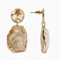 Серьги "Стиль камня", цвет белый в золоте