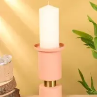 Подсвечник на 1 свечу текстурный "Пудровый" 10,5х10,5х19 см