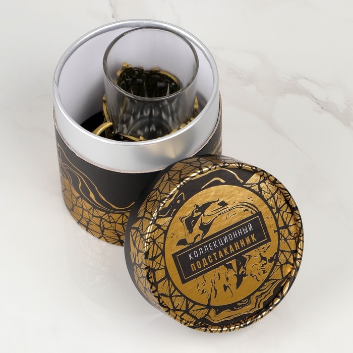 Подстаканник со стаканом "Глава семьи", 12,5 х 12,5 х 13 см