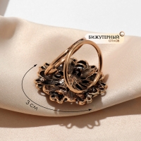 Кольцо для платка &laquo;Кувшинка&raquo;, цвет коричневый в чернёном золоте