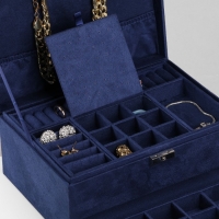 Подставка для украшений &laquo;Шкатулка&raquo; 2-х уровневая, флок, 24,5&times;17&times;12 см, цвет синий