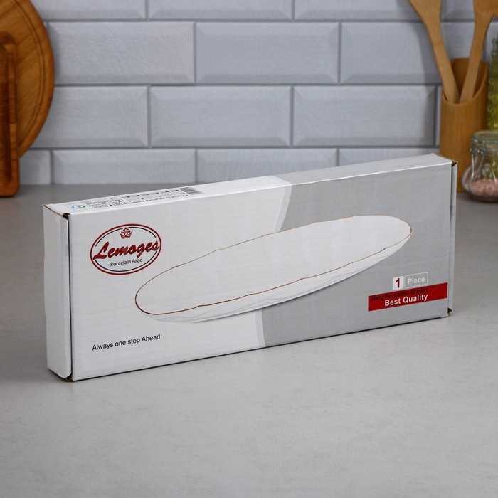 Селедочница &laquo;Рыбное ассорти&raquo;, 800 мл, золотая обводка, фарфор, Иран