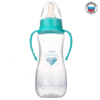Бутылочка для кормления &laquo;Наше сокровище&raquo;, классическое горло, приталенная, с ручками, 250 мл., от 0 мес., цвет бирюзовый