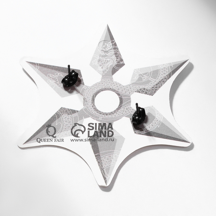 Серьги металл &laquo;Япония&raquo; сюрикены гвоздики, цвет чёрный