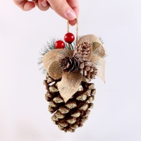 Новый год! Шишка декоративная &laquo;Золотоая с бантиком&raquo; 10 &times; 10 &times; 18 см