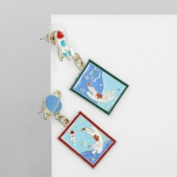 Серьги эмаль &laquo;Космос&raquo; и коты, цвет бело-синий в золоте