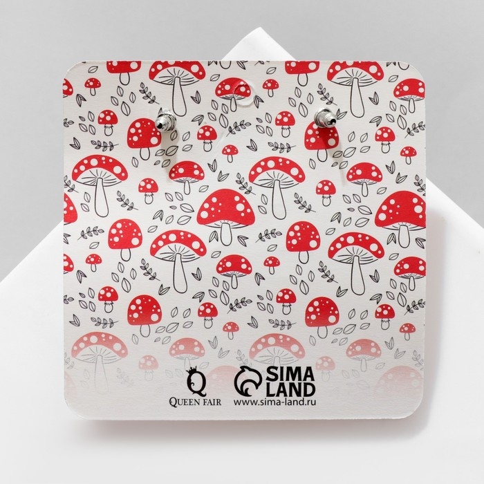 Серьги пластик &laquo;Мухомор&raquo;, цвет красно-белый в серебре