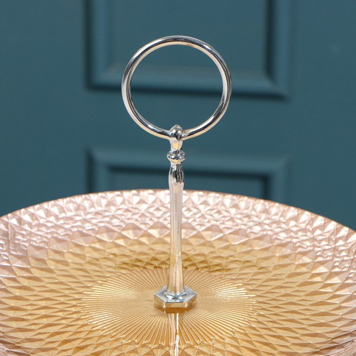 Блюдо 2-х ярусное &laquo;Барокко&raquo;, d=21/28 см, цвет золотой с розовый