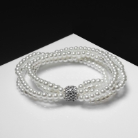 Браслет жемчуг &laquo;Шамбала&raquo;, 5 нитей, бусины 4, цвет белый