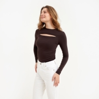 Лонгслив женский MINAKU: Basic line цвет шоколадный, р-р 46 Лонгслив женский MINAKU: Basic line цвет шоколадный, р-р 46