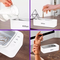 Ультразвуковая мойка Kitfort KT-6066, 24 Вт, 400 мл, 165х80х40 мм, белая Ультразвуковая мойка Kitfort KT-6066, 24 Вт, 400 мл, 165х80х40 мм, белая