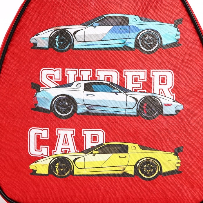 Рюкзак детский для мальчика &laquo;Гоночные машинки&raquo;, 23х20,5 см, отдел на молнии, цвет красный