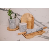 Скалка из мрамора Magistro, с подставкой, 45&times;5 см, цвет белый