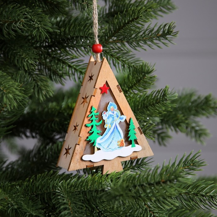 Ёлочная игрушка &laquo;Ёлочка со Снегурочкой&raquo;, от батареек, свечение тёплое белое