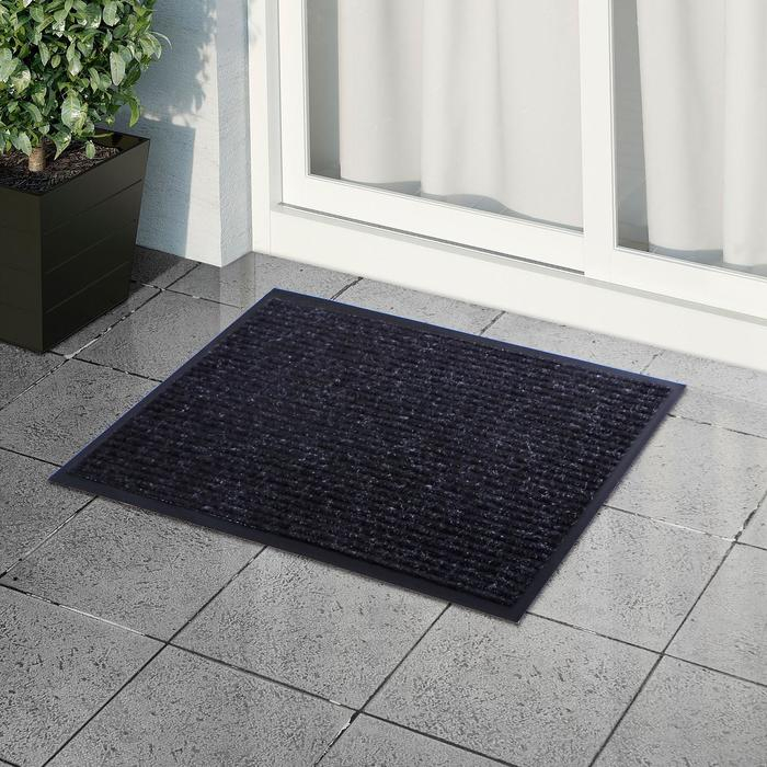 Коврик придверный влаговпитывающий, ребристый, &laquo;Стандарт&raquo;, 50&times;80 см, цвет чёрный