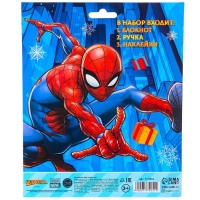 Канцелярский набор "С новым годом", блокнот А6, ручка, наклейки, Человек-Паук