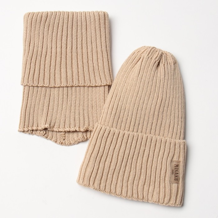 Комплект детский (шапка, снуд) MINAKU р-р 50-52, цвет бежевый Комплект детский (шапка, снуд) MINAKU р-р 50-52, цвет бежевый