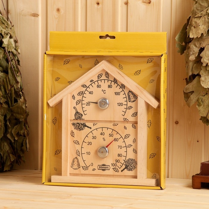 Термометр-гигрометр Термометр-гигрометр "Домик", дерево