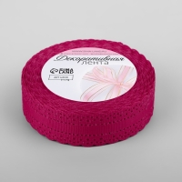 Лента декоративная, репсовая, с ажурным краем, 25 мм &times; 9,1 &plusmn; 0,5 м, цвет малиновый