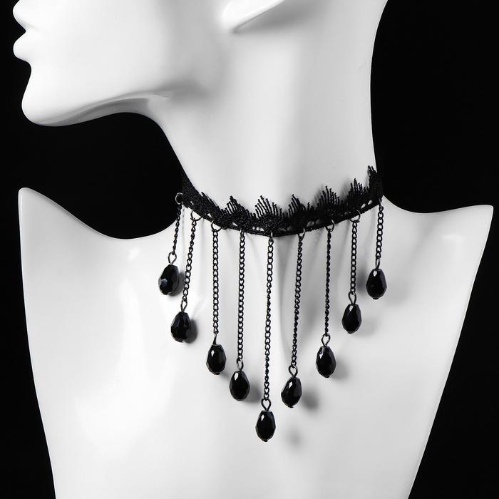 Чокер &laquo;Госпожа&raquo; вытянутые бусины, цвет чёрный, L=31 см