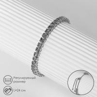 Браслет со стразами &laquo;Сияй&raquo; на затяжке, цвет белый в серебре