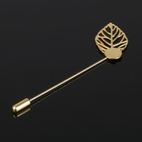 Основа «Брошь-игла» с листом (набор 5 шт.), L=7 см, площадка 0,9 см, цвет золото Основа «Брошь-игла» с листом (набор 5 шт.), L=7 см, площадка 0,9 см, цвет золото