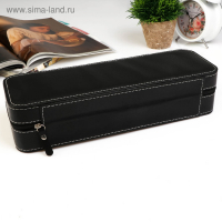 Шкатулка кожзам под часы 6 отделений "Чёрная с белой строчкой" на молнии 7,5х11х33 см Шкатулка кожзам под часы 6 отделений "Чёрная с белой строчкой" на молнии 7,5х11х33 см
