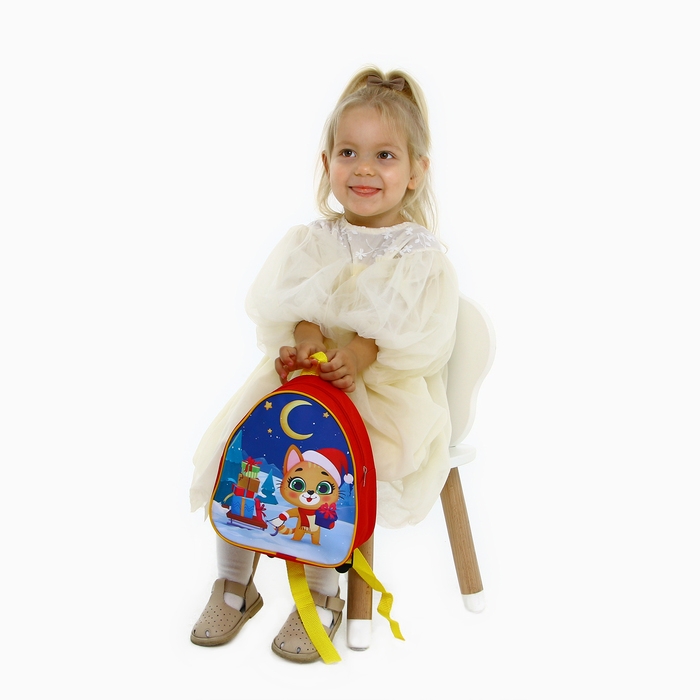 Новогодний детский рюкзак &laquo;Котик с подарками&raquo;, на новый год