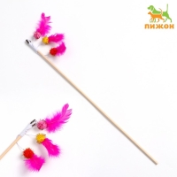 Дразнилка - удочка "Салют из перьев с шариками" на деревянной палочке, микс цветов Дразнилка - удочка "Салют из перьев с шариками" на деревянной палочке, микс цветов