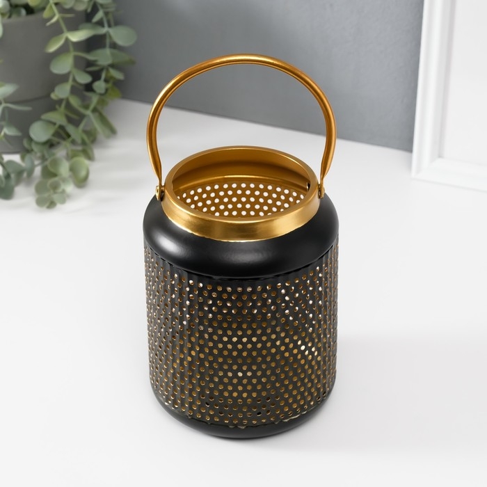 Подсвечник металл на 1 свечу "Зерно" d=3,7 см 12,5х12,5х17 см