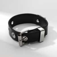 Браслет унисекс &laquo;Хардкор&raquo; череп ремешок, цвет чёрный в серебре