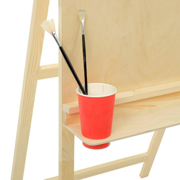 Мольберт тип &laquo;Хлопушка&raquo;, 120 х 60 х 65 см, планшет 60 х 60 см, полка с двумя подстаканниками, неокрашенное дерево, Calligrata