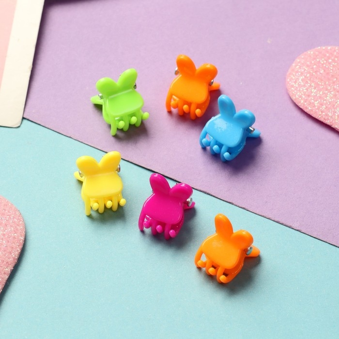 Краб для волос "Куклёнок" (набор 10 шт) бабочки, 1,4 см, микс