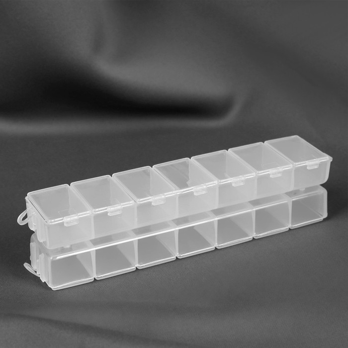 Органайзеры для хранения мелочей, с подвесами, скрепляются, 2 шт, по 7 отделений, 15,2 &times; 3,2 &times; 1,8 см