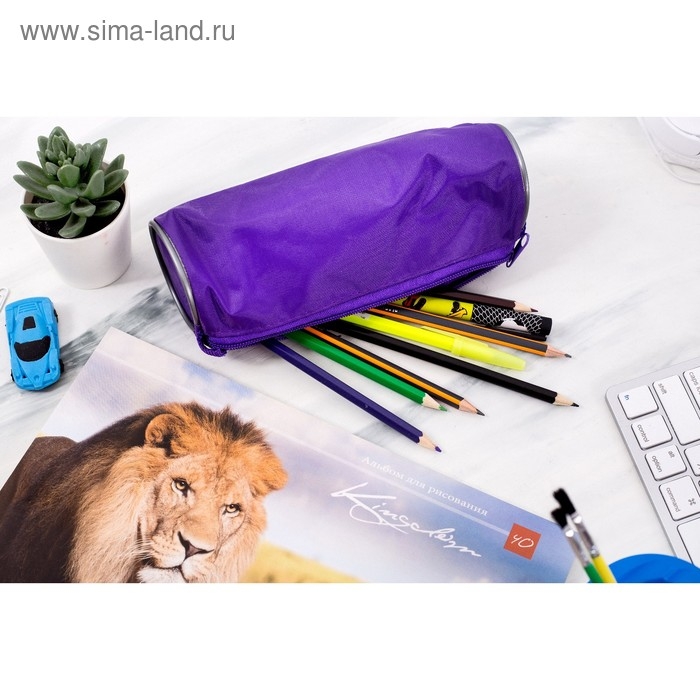 Пенал-тубус мягкий 65 x 210 мм, 1 отделение, Calligrata ПТ-05, фиолетовый