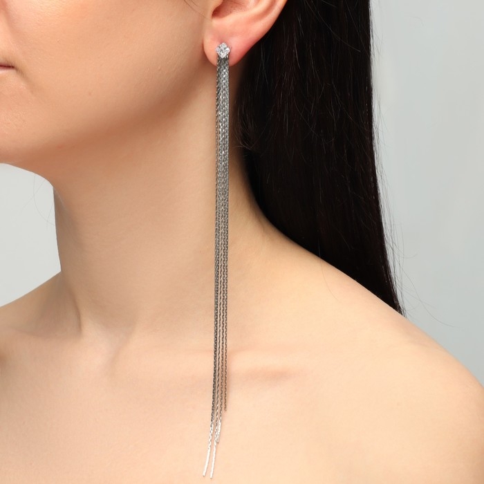 Серьги висячие со стразами «Голливуд» тонкость линий, цвет белый в серебре, 19,5 см Серьги висячие со стразами «Голливуд» тонкость линий, цвет белый в серебре, 19,5 см
