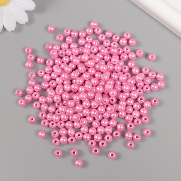 Набор бусин Набор бусин "Жемчуг" d 6 мм, 250 гр, ярко-розовый
