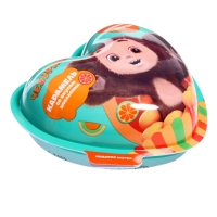 Карамель в пластиковом сердце с подарком &laquo;Чебурашка&raquo; 15 г.