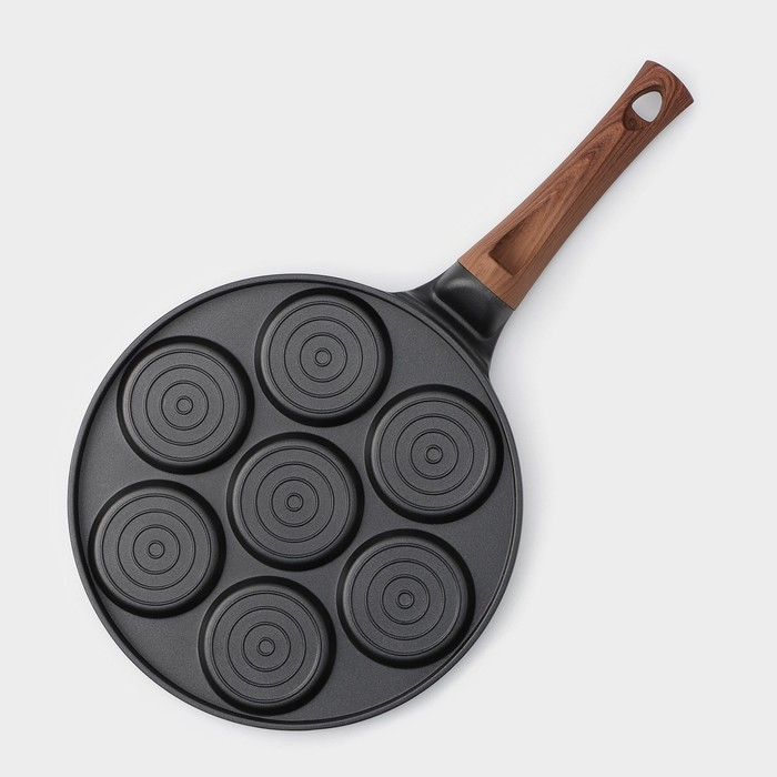 Сковорода-оладница литая Доляна &laquo;Смайлы&raquo;, d=26 см, ручка soft-touch, цвет чёрный