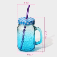 Кружка стеклянная с крышкой и трубочкой Доляна «Галерея», 500 мл, 11×8×13,5 см, цвет МИКС Кружка стеклянная с крышкой и трубочкой Доляна «Галерея», 500 мл, 11×8×13,5 см, цвет МИКС