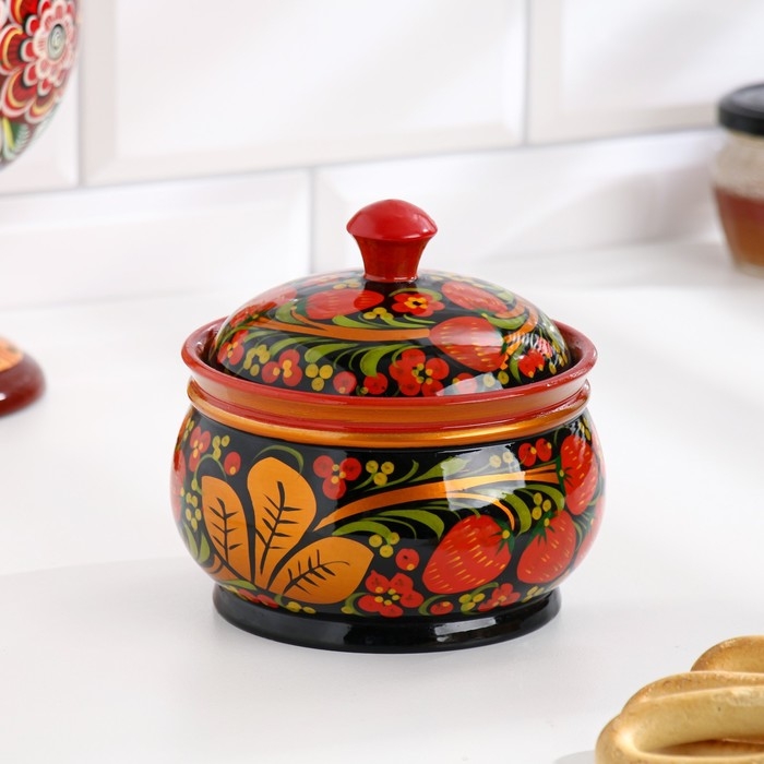 Сахарница «Ягодка», большая, 13×15 см, хохлома Сахарница «Ягодка», большая, 13×15 см, хохлома