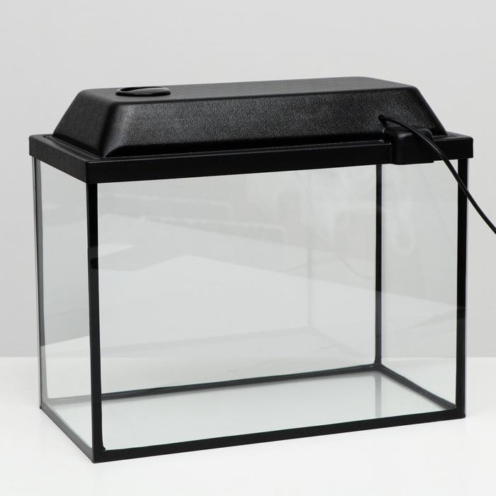 Аквариум Прямоугольный "Атолл" с крышкой, 29 литров, 43 х 22,5 х 30/35 см, чёрный