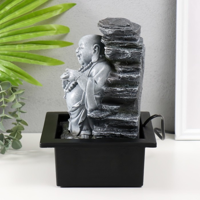 Фонтан настольный от сети, подсветка Фонтан настольный от сети, подсветка "Серый хотей с опахалом" 21х17,5х25 см