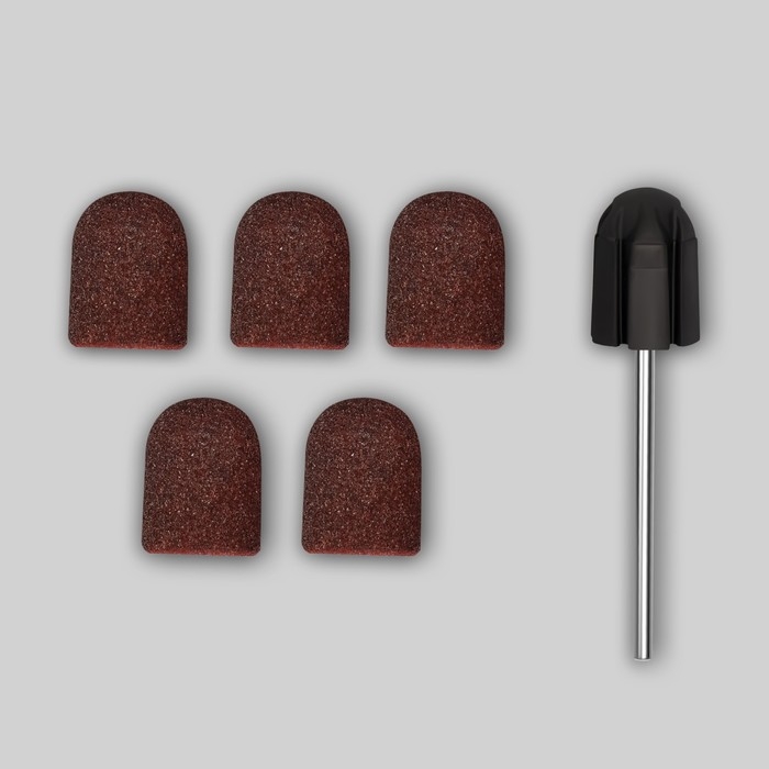 Набор для аппаратного маникюра и педикюра, основа, колпачки 5 шт, d 13 &times; 19 мм, абразивность 80